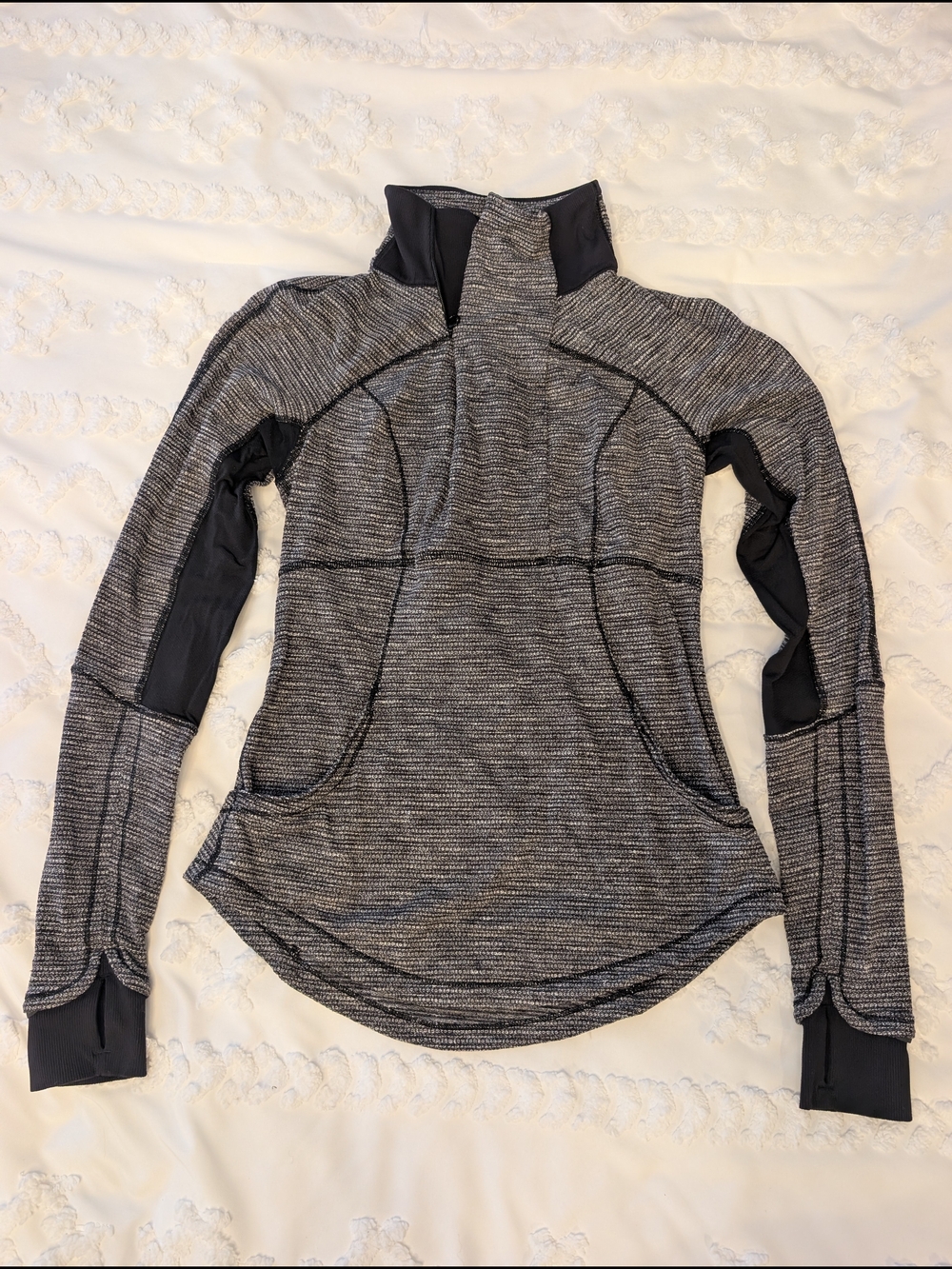 lululemon Fitted Gray/Black Quarter-Zip Pullover Sweater Women's Size 6